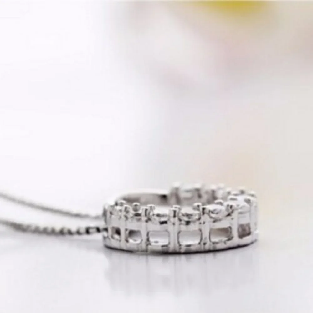 *NEW 925 Sterling Silver Diamond Circle Necklace - Picture 9 of 12